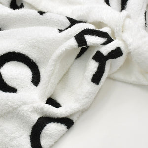 Like new CHANEL Logo Bathrobe Jacket P74329V66015 Gown Black White Size M Used 4a000083