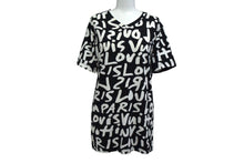 画像をギャラリービューアに読み込む, LOUIS VUITTON ルイヴィトン 半袖Tシャツ WOTS09JES サイズM グラフィティ Vネック ブラック ホワイト 美品 中古 4b001227