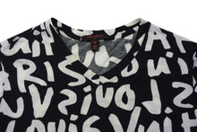 画像をギャラリービューアに読み込む, LOUIS VUITTON ルイヴィトン 半袖Tシャツ WOTS09JES サイズM グラフィティ Vネック ブラック ホワイト 美品 中古 4b001227