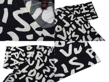 画像をギャラリービューアに読み込む, LOUIS VUITTON ルイヴィトン 半袖Tシャツ WOTS09JES サイズM グラフィティ Vネック ブラック ホワイト 美品 中古 4b001227