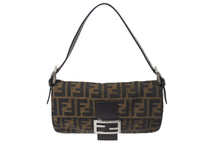 画像をギャラリービューアに読み込む, FENDI フェンディ マンマバケット ワンショルダーバッグ 26424 ズッカ柄 ブラウン キャンバス レザー シルバー金具 美品 中古 4b001231