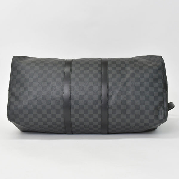 Very Good Condition LOUIS VUITTON Keepall Bandouliere 55 Boston Bag Men's Travel Bag Damier Graphite Black N41413 Good Condition Used 4a001248