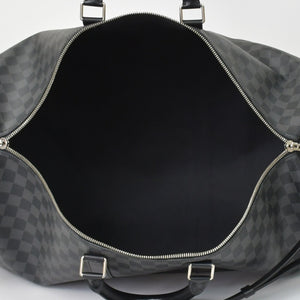 Very Good Condition LOUIS VUITTON Keepall Bandouliere 55 Boston Bag Men's Travel Bag Damier Graphite Black N41413 Good Condition Used 4a001248