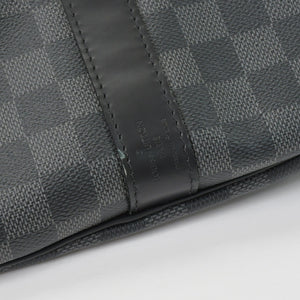 Very Good Condition LOUIS VUITTON Keepall Bandouliere 55 Boston Bag Men's Travel Bag Damier Graphite Black N41413 Good Condition Used 4a001248