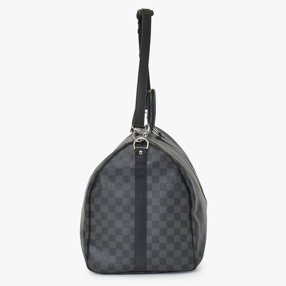極美品 ルイヴィトン LOUIS VUITTON キーポル バンドリエール 55 ボストンバッグ メンズ 旅行鞄 ダミエ グラフィット ブラック N41413 美品 中古 4a001248