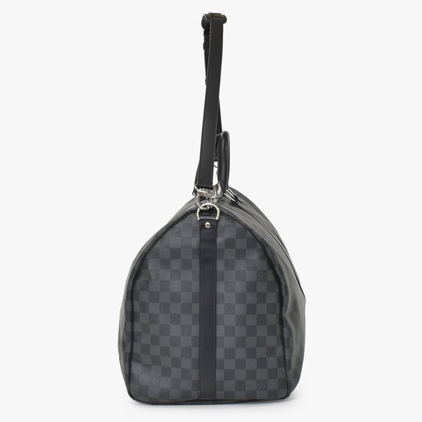 Very Good Condition LOUIS VUITTON Keepall Bandouliere 55 Boston Bag Men's Travel Bag Damier Graphite Black N41413 Good Condition Used 4a001248