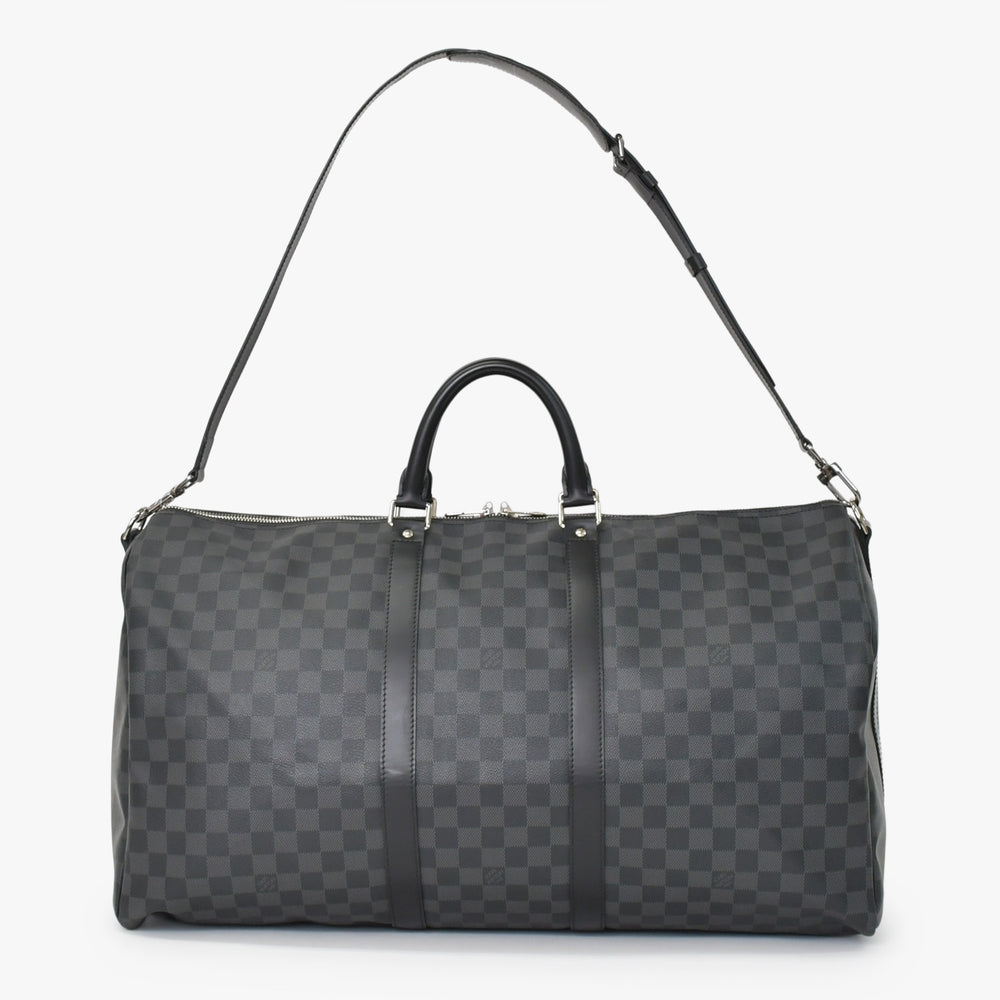 極美品 ルイヴィトン LOUIS VUITTON キーポル バンドリエール 55 ボストンバッグ メンズ 旅行鞄 ダミエ グラフィット ブラック N41413 美品 中古 4a001248