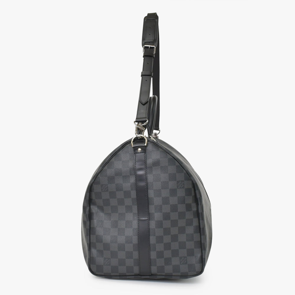 極美品 ルイヴィトン LOUIS VUITTON キーポル バンドリエール 55 ボストンバッグ メンズ 旅行鞄 ダミエ グラフィット ブラック N41413 美品 中古 4a001248