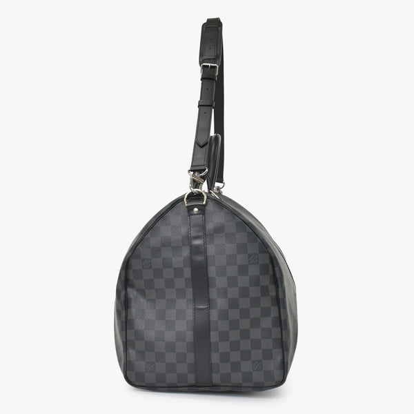 Very Good Condition LOUIS VUITTON Keepall Bandouliere 55 Boston Bag Men's Travel Bag Damier Graphite Black N41413 Good Condition Used 4a001248