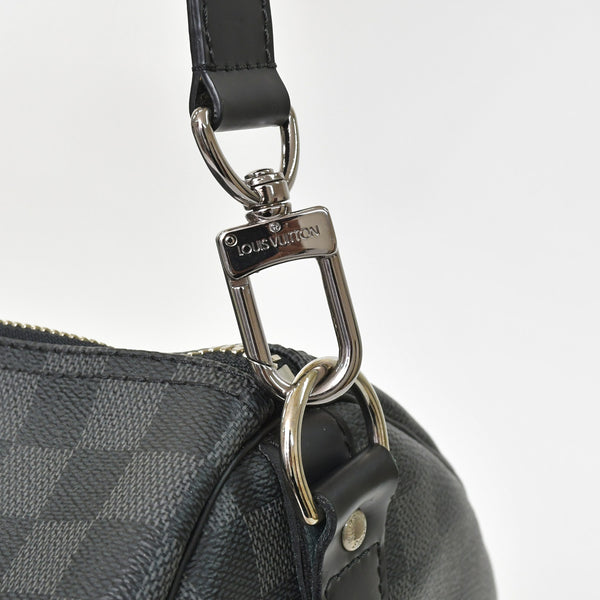 Very Good Condition LOUIS VUITTON Keepall Bandouliere 55 Boston Bag Men's Travel Bag Damier Graphite Black N41413 Good Condition Used 4a001248