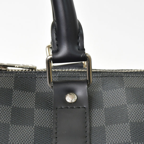 Very Good Condition LOUIS VUITTON Keepall Bandouliere 55 Boston Bag Men's Travel Bag Damier Graphite Black N41413 Good Condition Used 4a001248