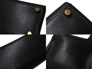HERMES ○V engraved Mini Kelly 20 Black Voga River Inner Sewing 2WAY Shoulder Bag Good Condition Used 4b001272