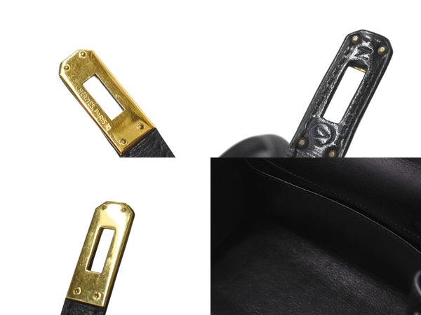 HERMES ○V engraved Mini Kelly 20 Black Voga River Inner Sewing 2WAY Shoulder Bag Good Condition Used 4b001272