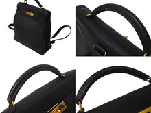 画像をギャラリービューアに読み込む, HERMES エルメス ケリーアドGM リュックサック バッグパック トゴ ブラック ゴールド金具 美品 中古 4b001273