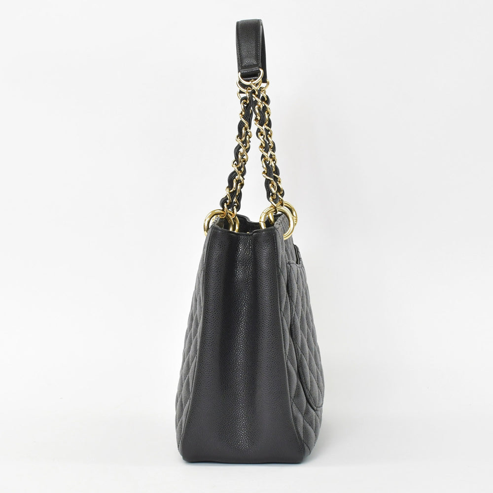 極美品 CHANEL シャネル チェーントートバッグ GST ブラック キャビアスキン A50995 ココマーク ブラック ゴールド金具 中古 4a001276