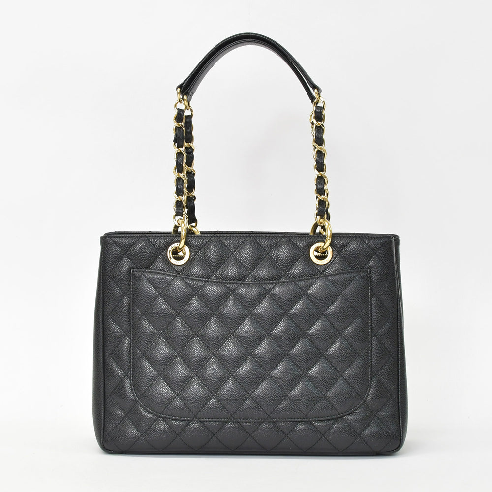 極美品 CHANEL シャネル チェーントートバッグ GST ブラック キャビアスキン A50995 ココマーク ブラック ゴールド金具 中古 4a001276