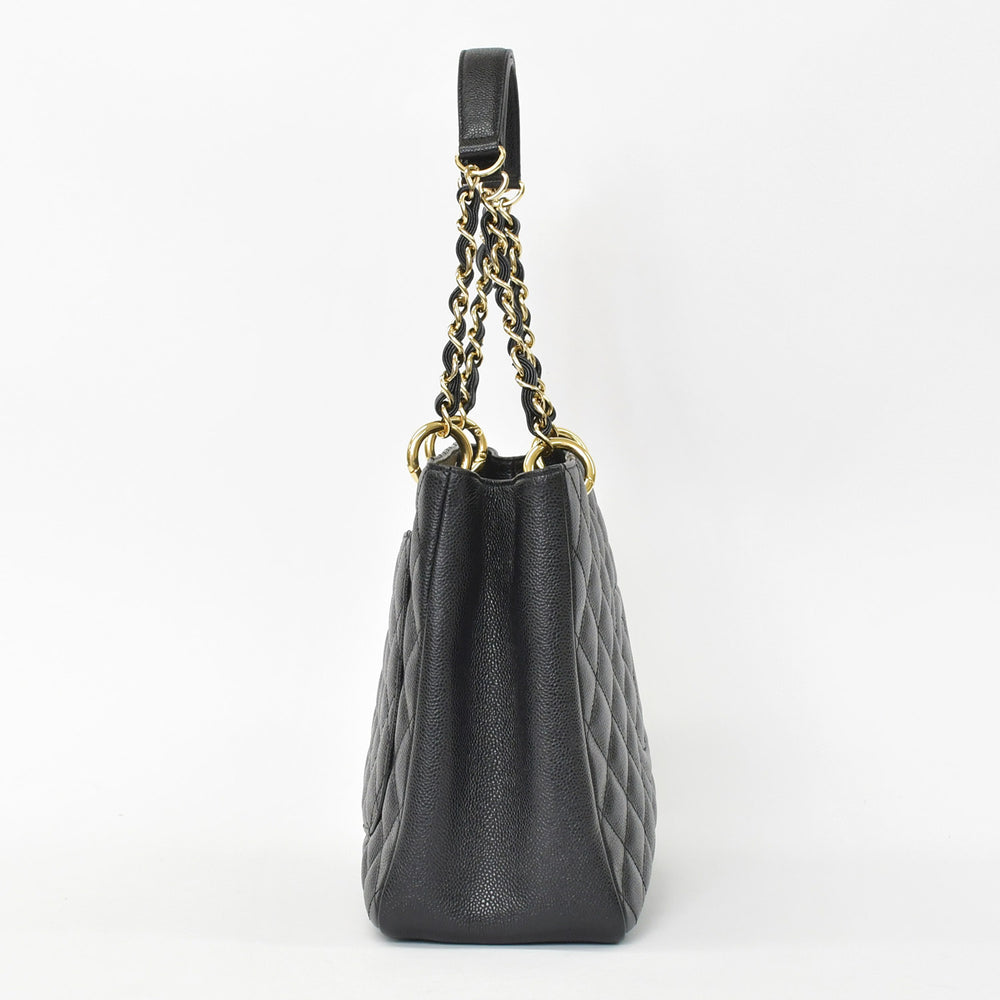 極美品 CHANEL シャネル チェーントートバッグ GST ブラック キャビアスキン A50995 ココマーク ブラック ゴールド金具 中古 4a001276
