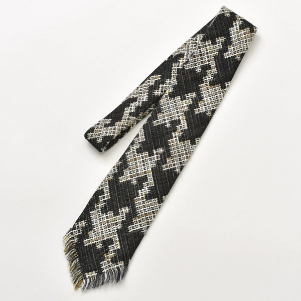 極美品 CHANEL シャネル ロングコート P25956W03546 サイズ50 ネクタイ ココマーク ツイード ブラウン ブラック ホワイト 中古 4b012766