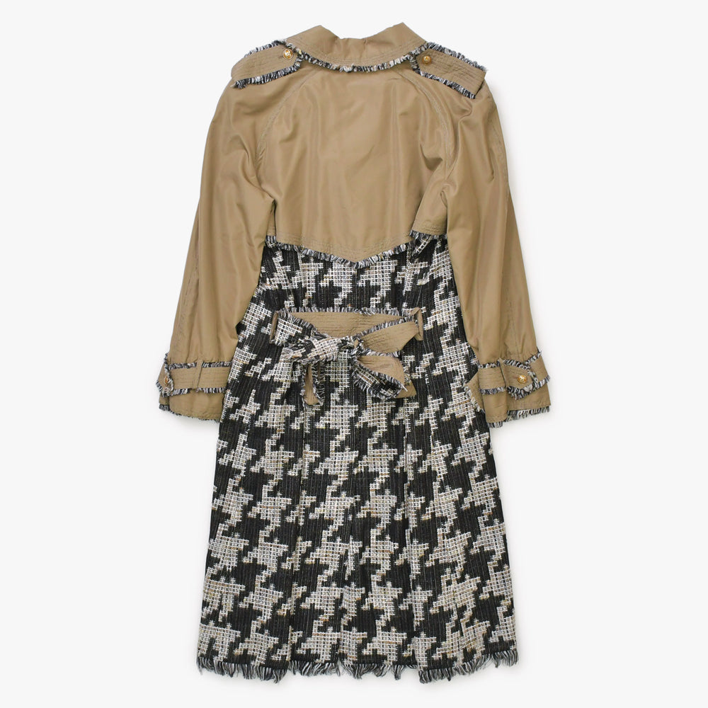 極美品 CHANEL シャネル ロングコート P25956W03546 サイズ50 ネクタイ ココマーク ツイード ブラウン ブラック ホワイト 中古 4b012766