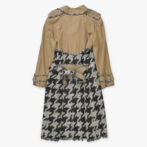 極美品 CHANEL シャネル ロングコート P25956W03546 サイズ50 ネクタイ ココマーク ツイード ブラウン ブラック ホワイト 中古 4b012766
