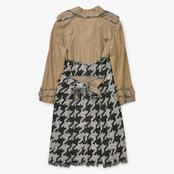 極美品 CHANEL シャネル ロングコート P25956W03546 サイズ50 ネクタイ ココマーク ツイード ブラウン ブラック ホワイト 中古 4b012766