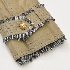 極美品 CHANEL シャネル ロングコート P25956W03546 サイズ50 ネクタイ ココマーク ツイード ブラウン ブラック ホワイト 中古 4b012766