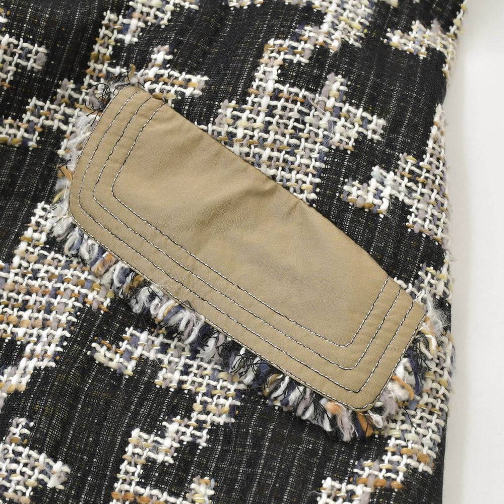 極美品 CHANEL シャネル ロングコート P25956W03546 サイズ50 ネクタイ ココマーク ツイード ブラウン ブラック ホワイト 中古 4b012766