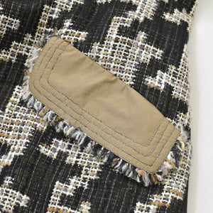 極美品 CHANEL シャネル ロングコート P25956W03546 サイズ50 ネクタイ ココマーク ツイード ブラウン ブラック ホワイト 中古 4b012766