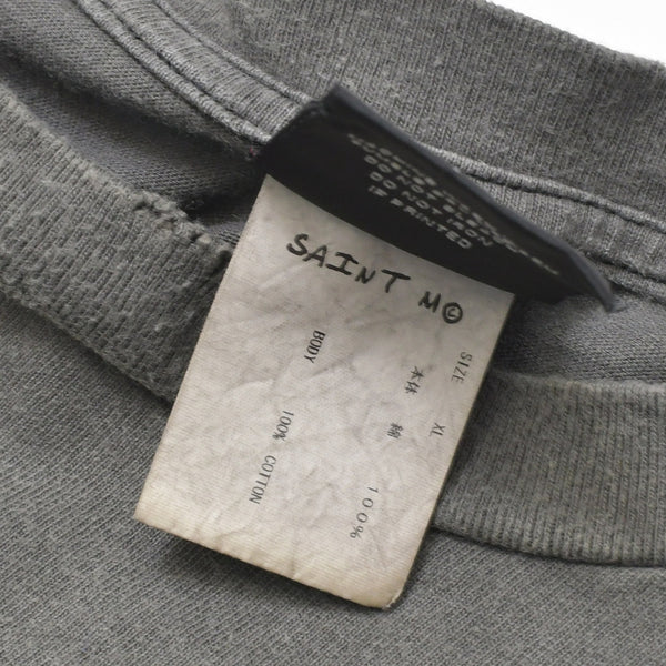 極美品 SAINT MICHAEL セントマイケル 23SSControl 半袖Tシャツ SM-S23-0000-001 サイズXL グレー コットン 中古 4b012906