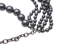 Load image into Gallery viewer, CHANEL シャネル 6連 パールネックレス A14C刻印 ココマーク メタリック フェイクパール グレー ブラック系 美品 中古 4b001298