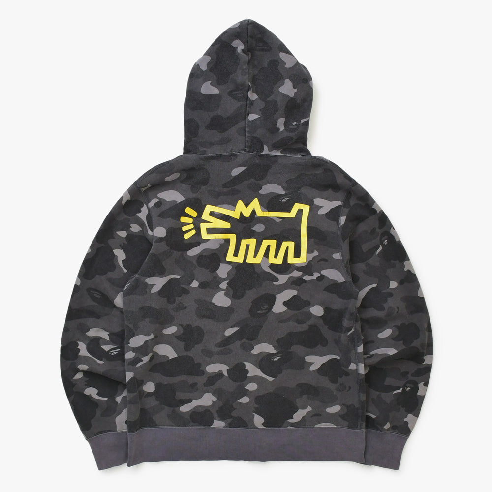 A BATHING APE アベイシングエイプ KITH キース コラボ パーカー ブラック サイズL プリント ベイプ 美品 中古 4a001301