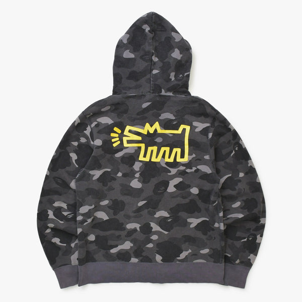 A BATHING APE KITH Keith Collaboration Hoodie Black Size L Print Vape Good Condition Used 4a001301