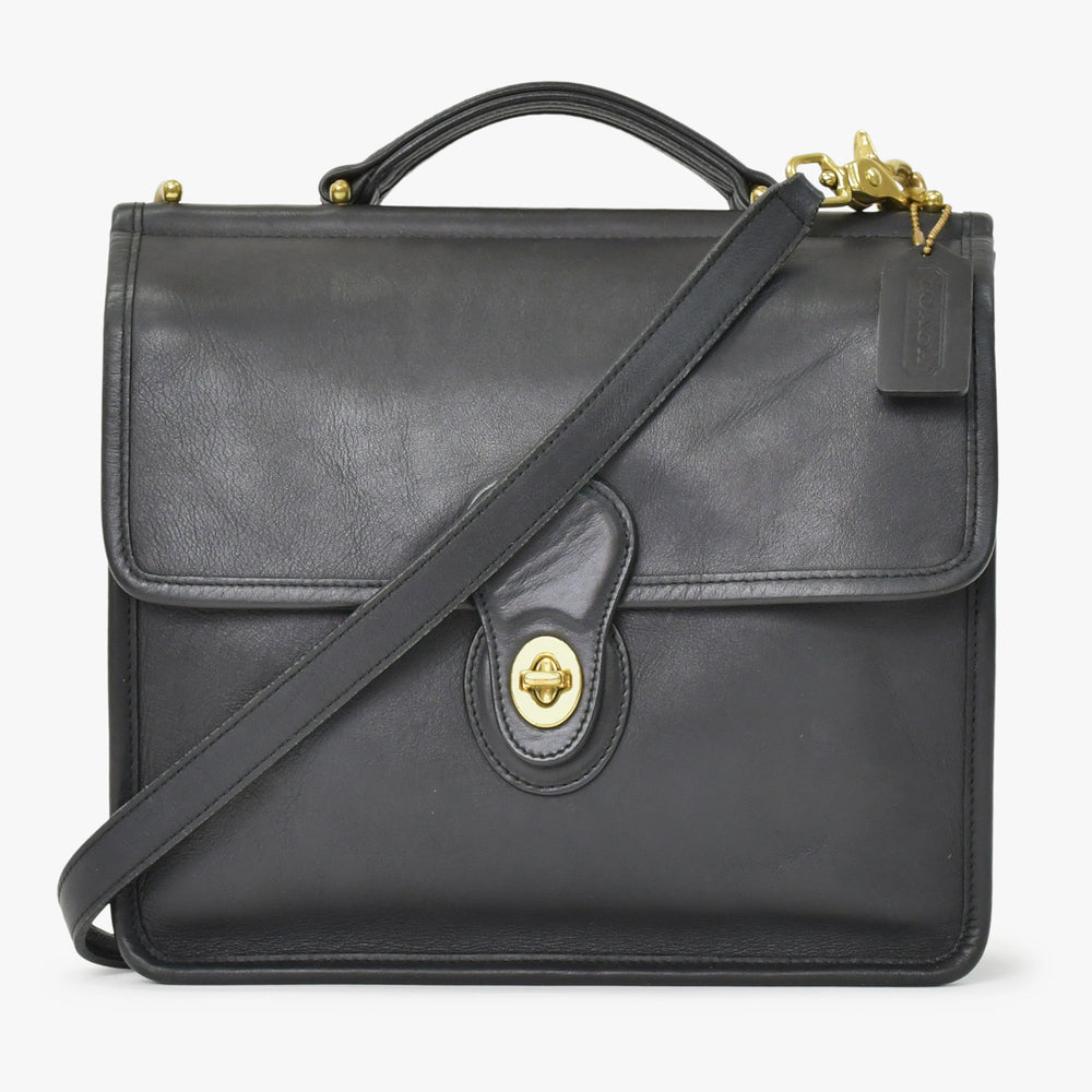 COACH コーチ メトロポリタン ウィリス 2WAY ショルダーバッグ 9927 ブラック カーフ ゴールド金具 美品 中古 4b013034