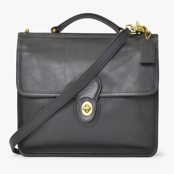 COACH コーチ メトロポリタン ウィリス 2WAY ショルダーバッグ 9927 ブラック カーフ ゴールド金具 美品 中古 4b013034