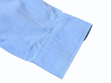 Load image into Gallery viewer, MIUMIU ミュウミュウ ポプリン 長袖ボタンダウンシャツ MK1626 サイズ40 ブルー オーバーサイズ ロゴ刺繍 美品 中古 4b001308
