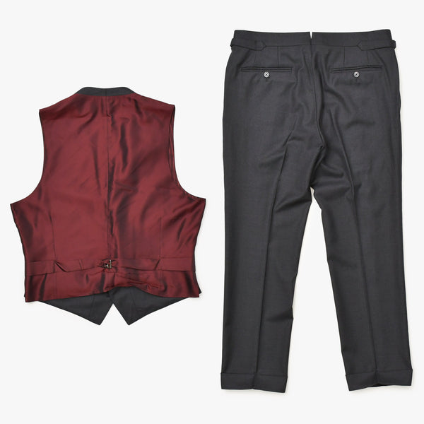 TOM FORD トムフォード パンツ ベスト セットアップ OR0022 61004Z グレー ファブリック サイズ7-52R 美品 中古 4b012704