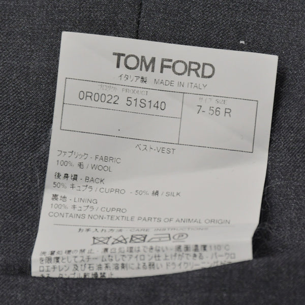TOM FORD トムフォード パンツ ベスト セットアップ OR0022 61004Z グレー ファブリック サイズ7-52R 美品 中古 4b012704