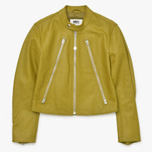 Load image into Gallery viewer, 極美品 Maison Margiela メゾン マルジェラ ZIP LEATHER JACKET レザージャケット S52AM0215 サイズ40 カーキ 中古 4b013476