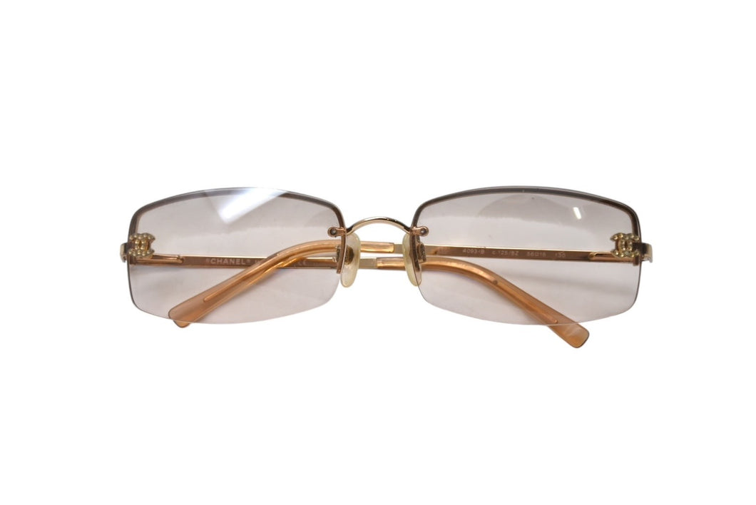 セール価格　シャネル ココマーク ラインストーン サングラス　リムレス CHANEL シャネル リムレス サングラス メガネ ラインストーンココ