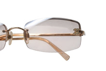 画像をギャラリービューアに読み込む, CHANEL シャネル リムレス サングラス メガネ ラインストーンココマーク 4093-B ブラウン ゴールド サイズ56□16 良品 中古 4b001361
