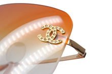 画像をギャラリービューアに読み込む, 極美品 CHANEL シャネル リムレス サングラス 4017-D c.125/56 サイズ62□17 120 ココマーク ラインストーン オレンジ グラデーション 中古 4b001363