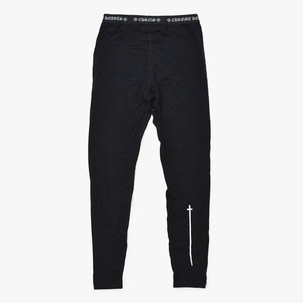 新品未使用 CHROME HEARTS クロムハーツ LEGGINGS ロゴ 刺繍 レギンス サイズM ブラック 中古 4b013675