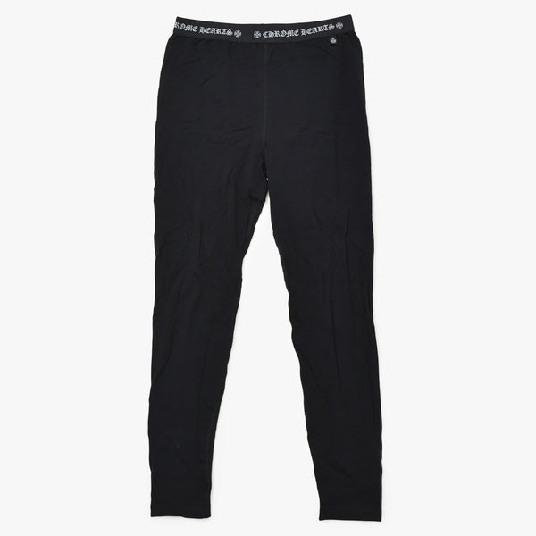 新品未使用 CHROME HEARTS クロムハーツ LEGGINGS ロゴ 刺繍 レギンス サイズM ブラック 中古 4b013676