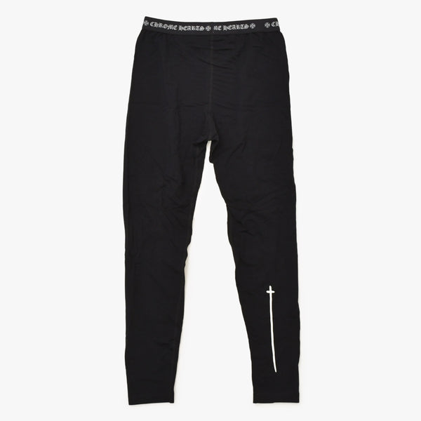 新品未使用 CHROME HEARTS クロムハーツ LEGGINGS ロゴ 刺繍 レギンス サイズM ブラック 中古 4b013676