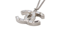 Load image into Gallery viewer, 極美品 CHANEL シャネル ココマーク ネックレス アクセサリー メタル スクエアラインストーン シルバー 9.0g 中古 4b001365