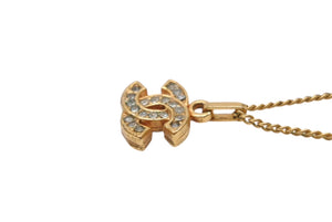 CHANEL Necklace Coco Mark Rhinestone Accessory Gold 1982 3.8g GP Good Condition Used 4b001376
