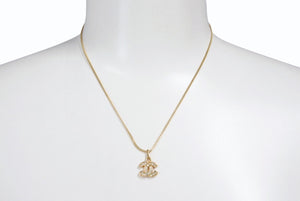 CHANEL Necklace Coco Mark Rhinestone Accessory Gold 1982 3.8g GP Good Condition Used 4b001376