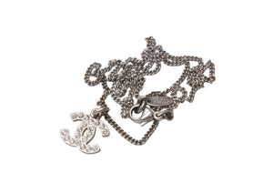 CHANEL シャネル ココマーク ネックレス アクセサリー 08V刻印 メタル ラインストーン 5.6g シルバー 美品 中古 4b001368