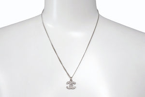 CHANEL シャネル ココマーク ネックレス アクセサリー 08V刻印 メタル ラインストーン 5.6g シルバー 美品 中古 4b001368