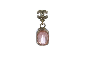 Very Good Condition CHANEL Earrings Dangle Coco Mark Square Stone 07A Engraved Gold Pink GP Used 4b001373